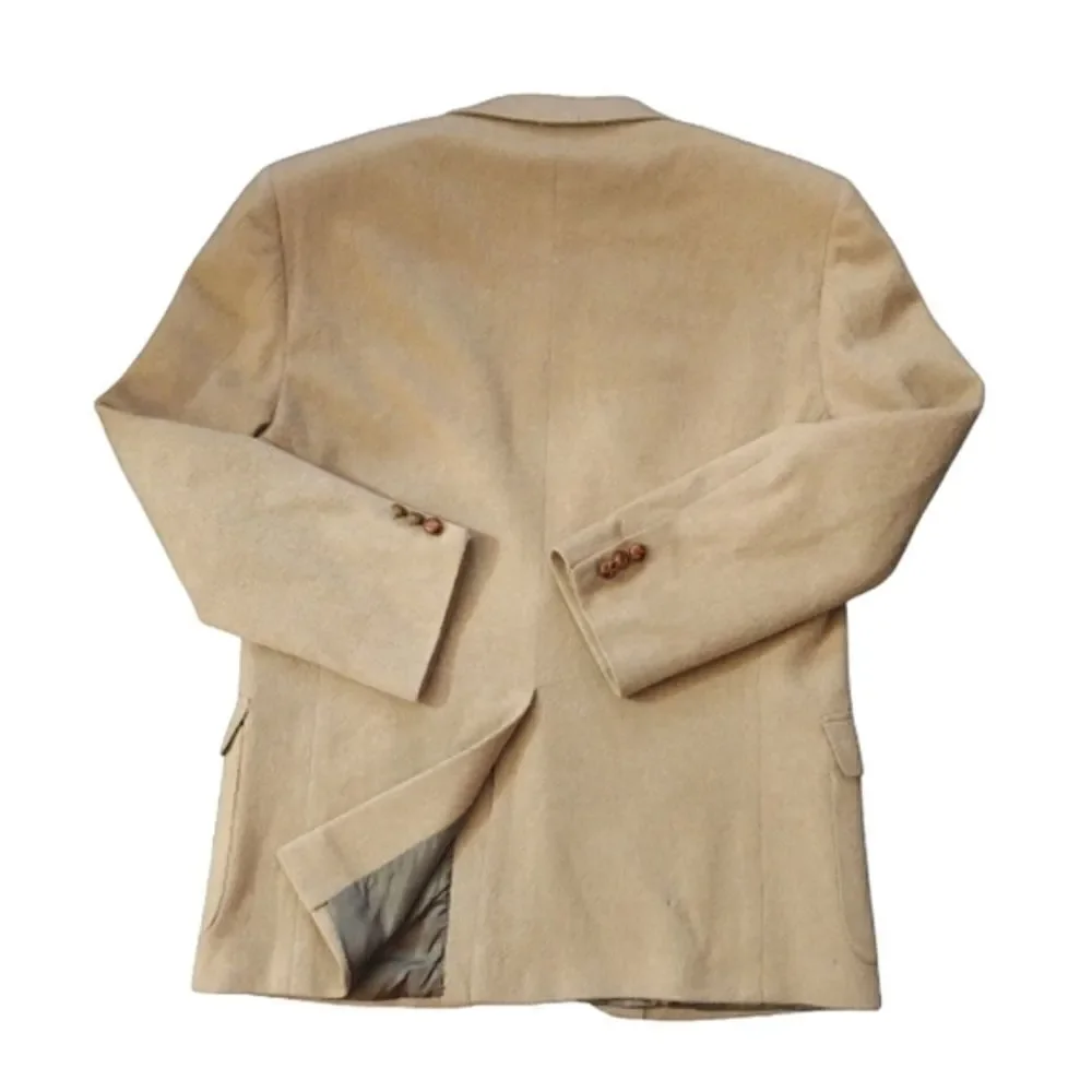VTG 90s Bergren's Tacoma‎ Beige Camel Hair Blend Sport Coat Blazer SZ 42R